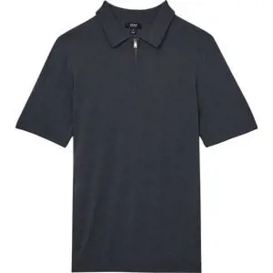 REISS MAXWELL Merino Wool Half Zip Polo Shirt